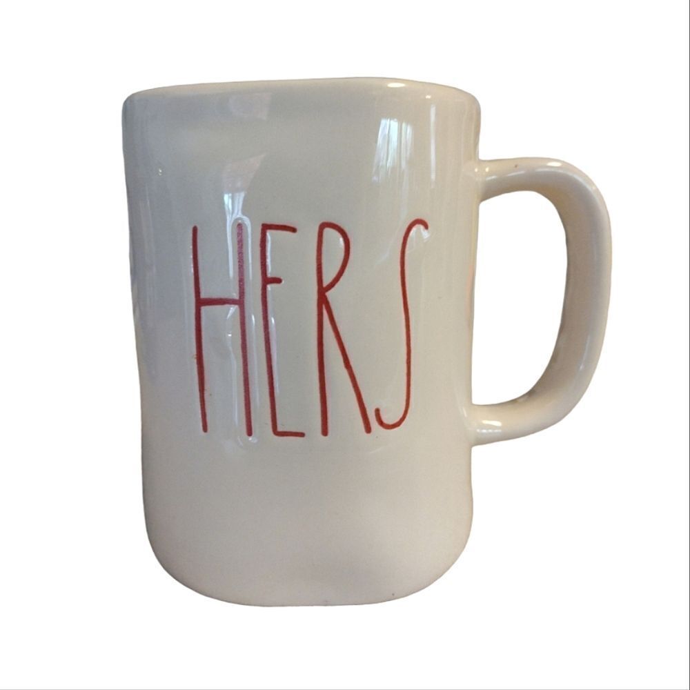 Magenta Rae Dunn Off White HERS Ceramic Coffee Mug